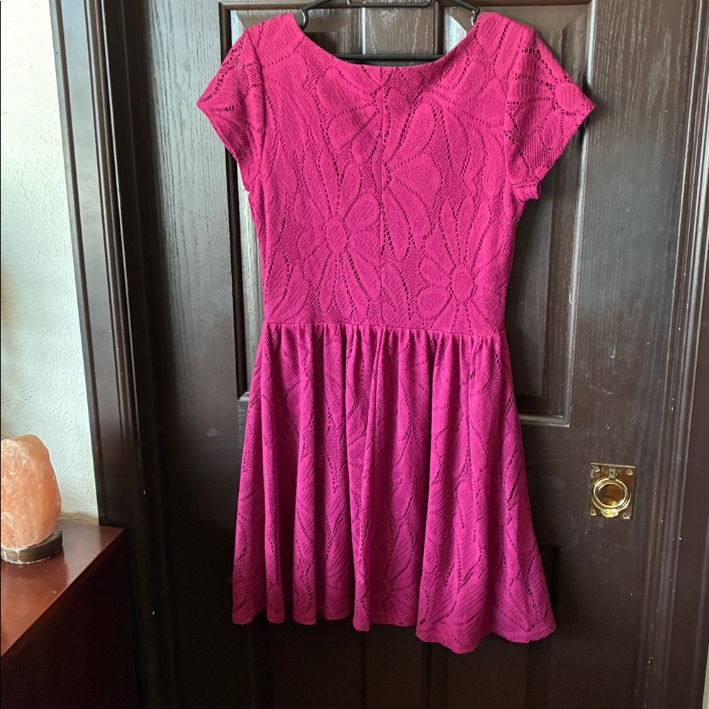LC Lauren Conrad Fuchsia Lace Mini Dress - Picture 2 of 3